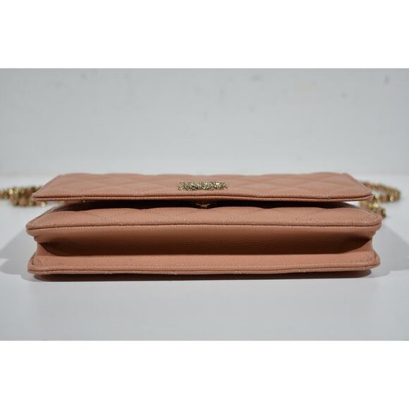 Chanel 23P Beige Caviar Wallet On Chain WOC Gold CC Logo Shoulder Crossbody Bag - Picture 13 of 15